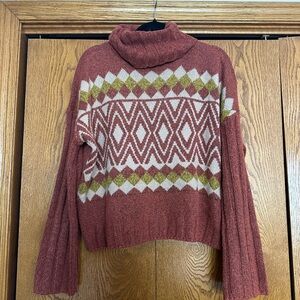 NWT SO Rust and Cream Turtleneck Sweater